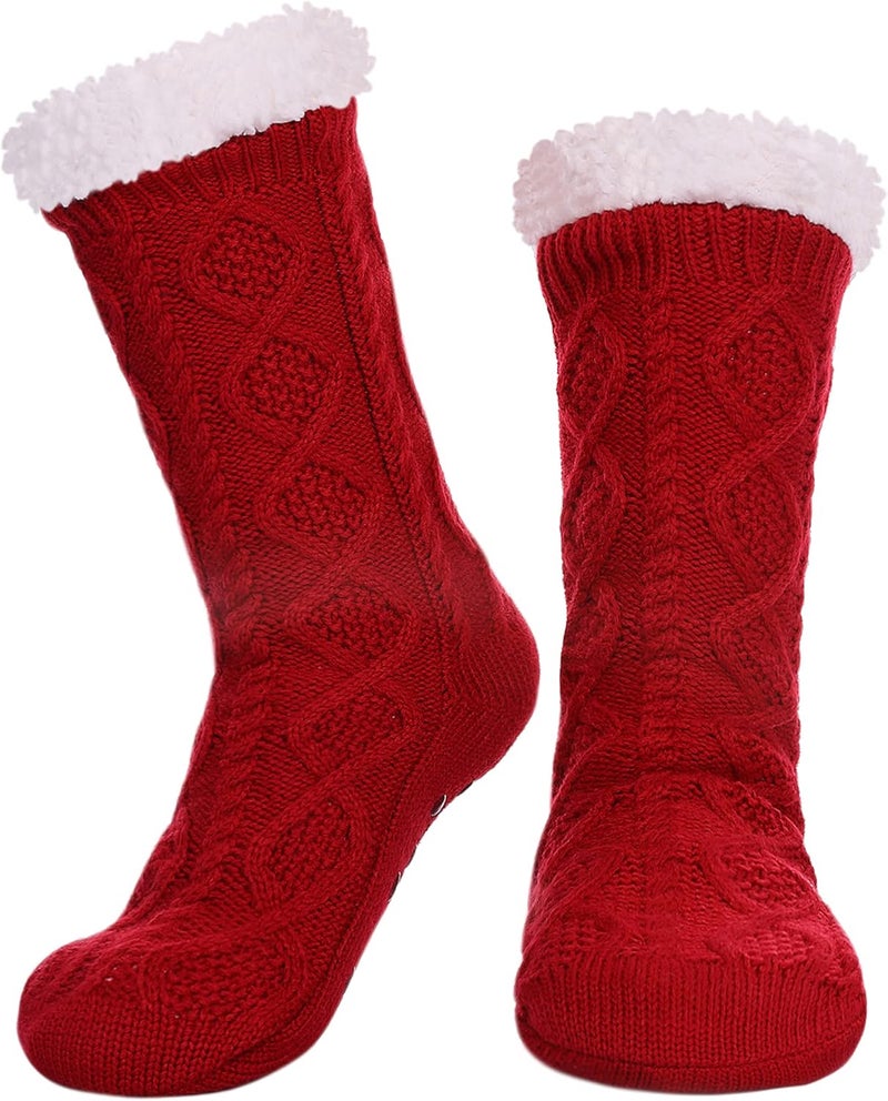 LINEMIN Womens Slipper Socks Winter Warm Fleece Lined Socks Cozy Soft Thick Fuzzy Non Slip Indoor Christmas Socks - Image 1